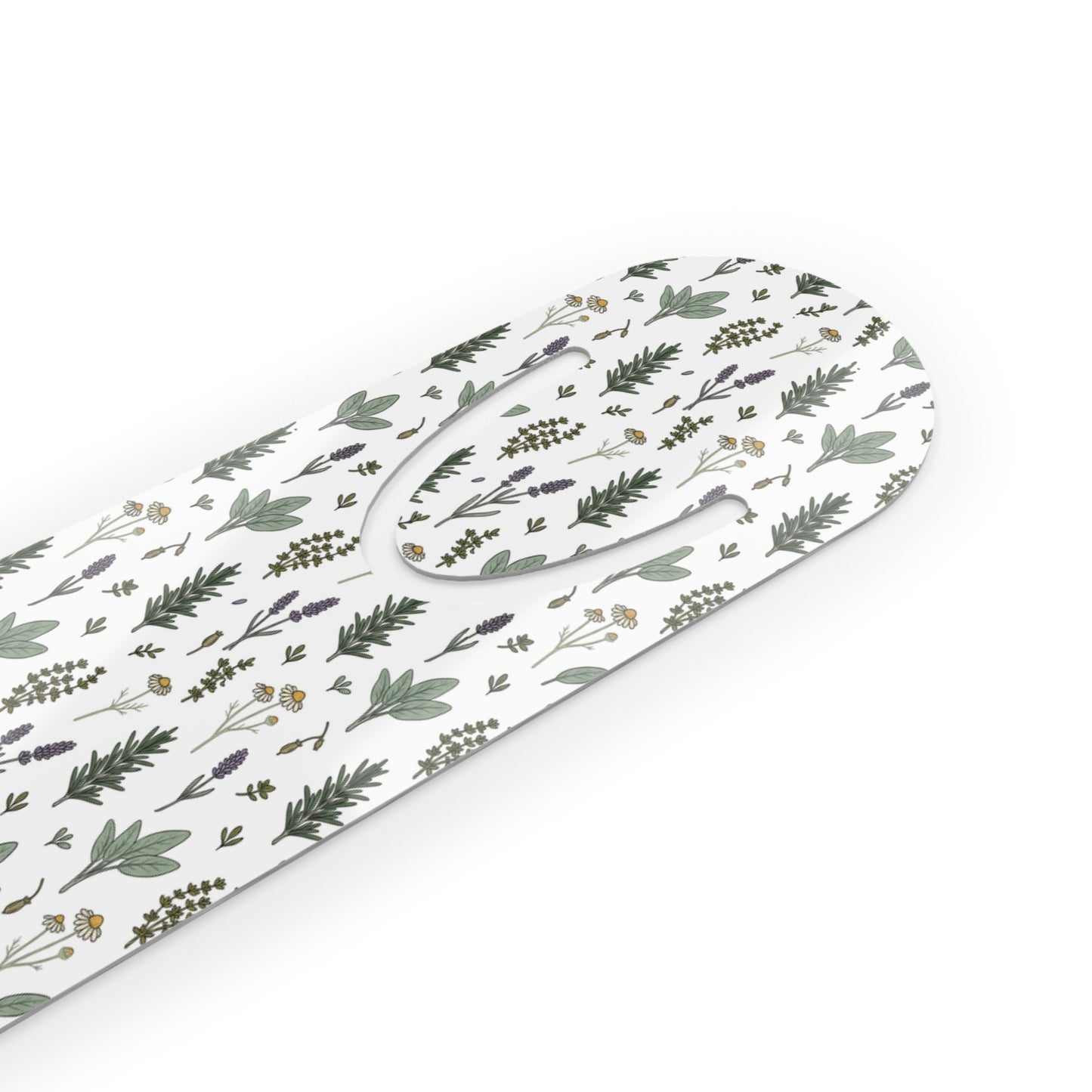 Floral Herb Pattern Metal Bookmark — Botanical Lavender & Sage Page Marker