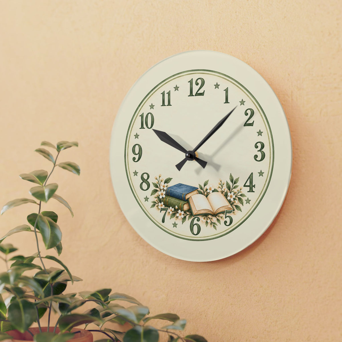 Vintage Book Lover Acrylic Wall Clock