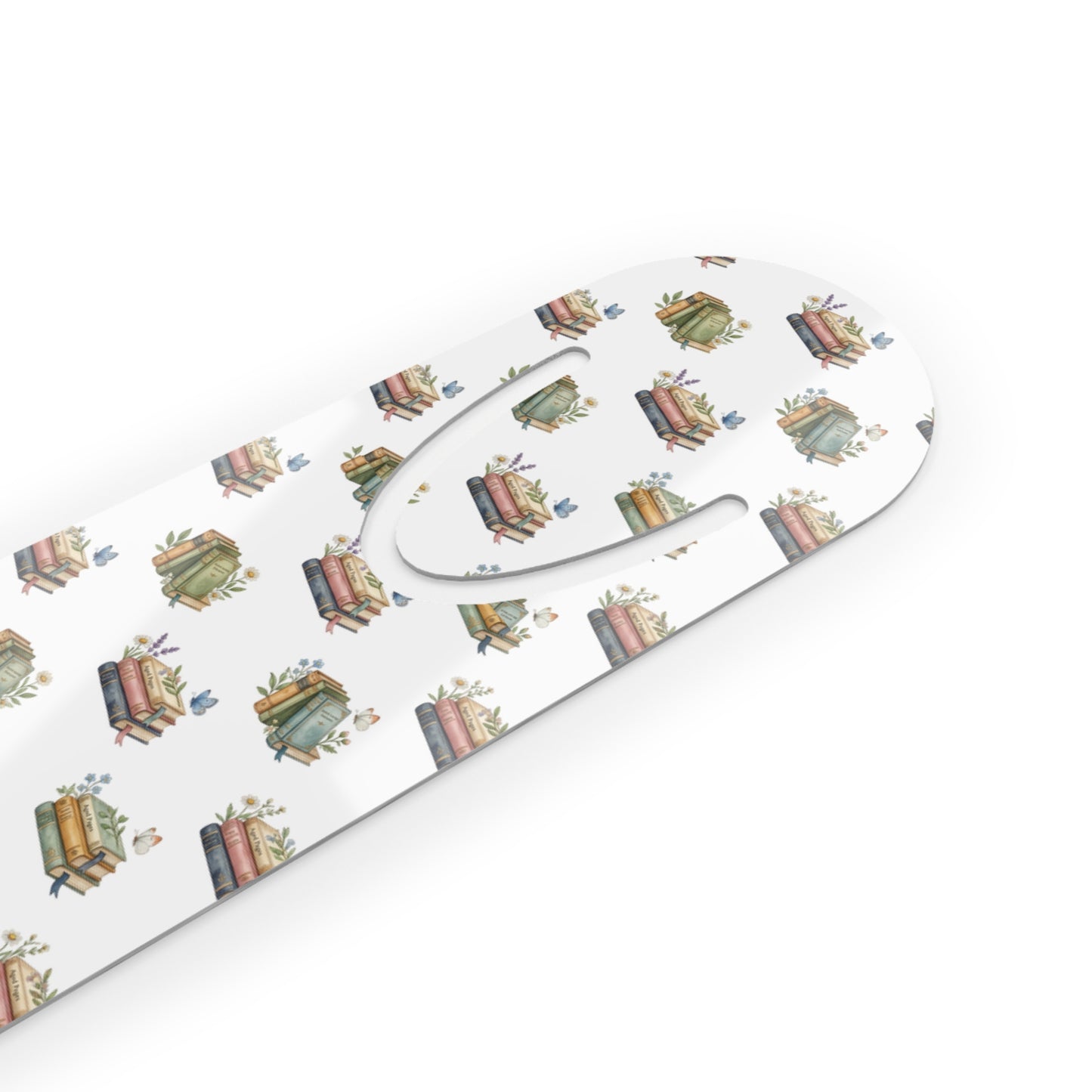 Vintage Stack of Books Metal Bookmark — Cute Reading Pattern for Book Lovers