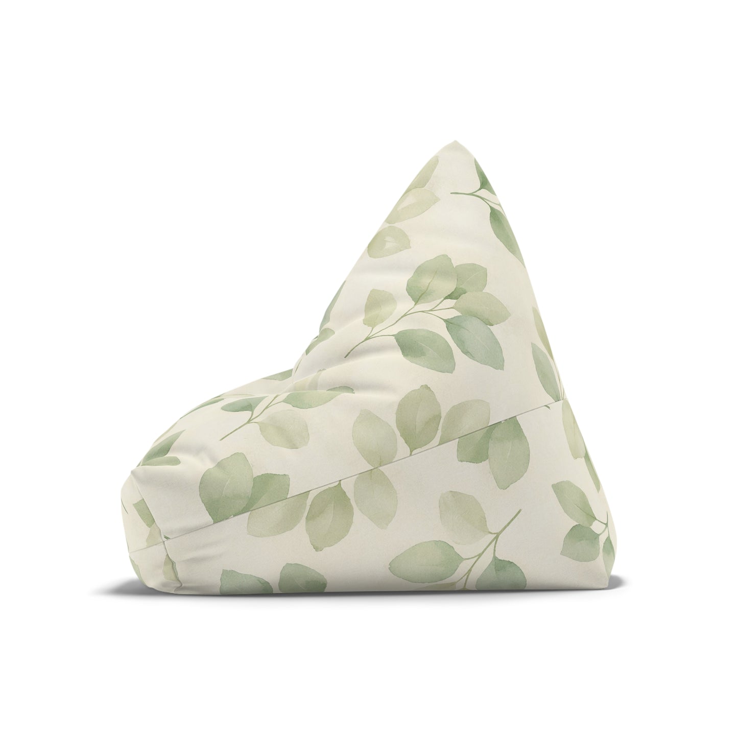 Botanical Leaf Bean Bag Cover — Soft Green Watercolor Foliage