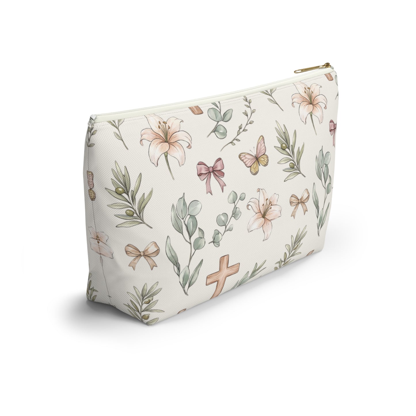 Floral Cross Accessory Pouch — Lily & Bow Makeup Bag