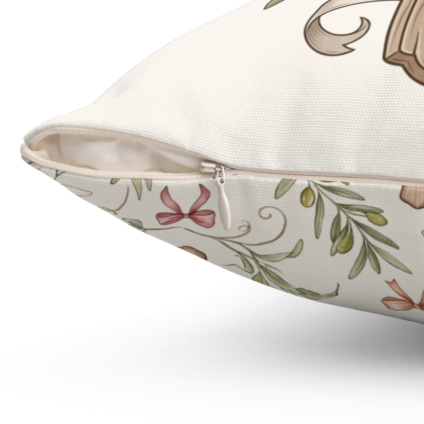 Easter Floral Cross Decorative Pillow — Religious Spring Throw Pillow