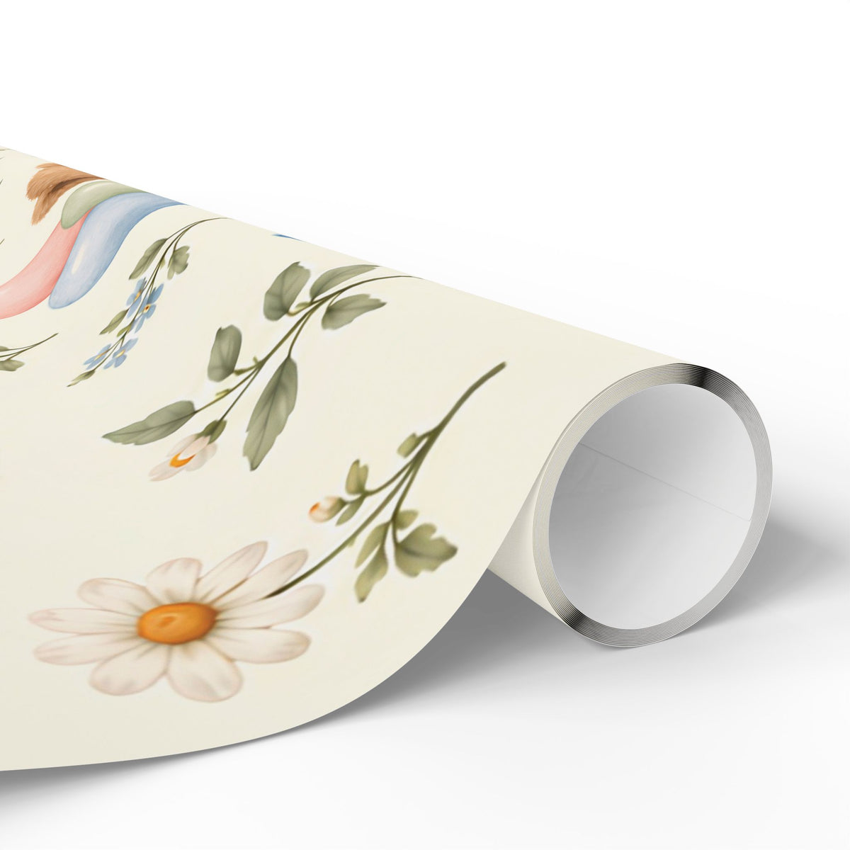 Teddy Bear Floral Wrapping Paper Roll — Vintage Baby Shower & Newborn Gift Wrap