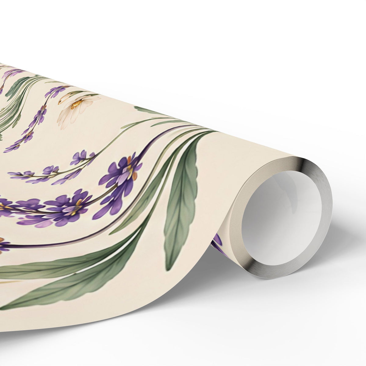 Lavender & Daisy Floral Wrapping Paper Roll — Botanical Gift Wrap for Birthdays, Weddings & Spring Celebrations