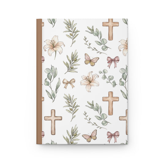Floral Cross Hardcover Journal — Christian Prayer & Devotional Notebook