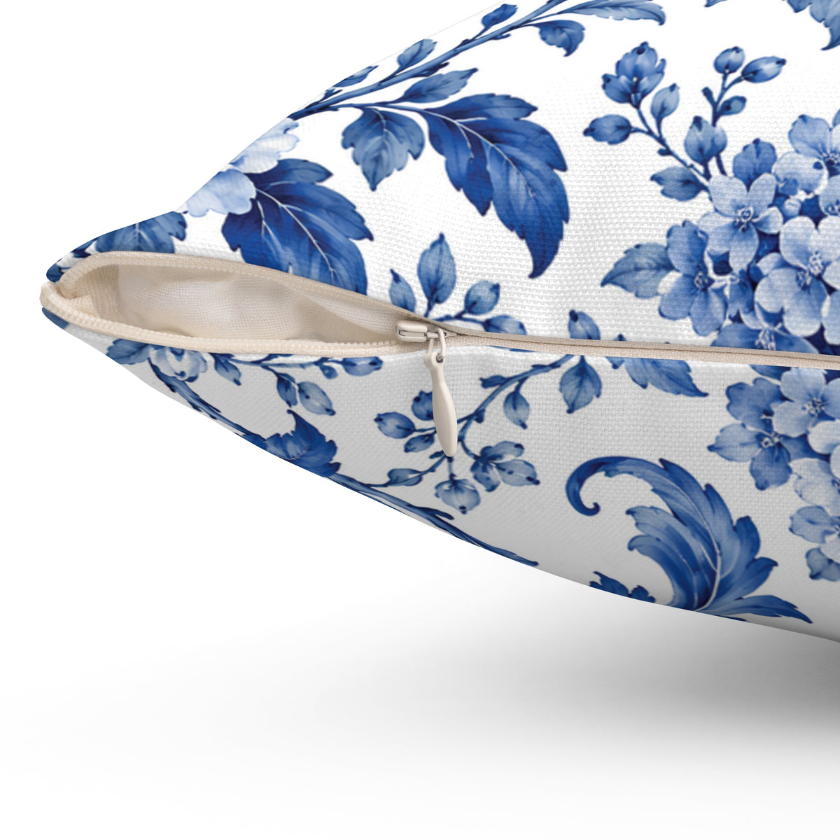 Blue Floral Toile Decorative Pillow
