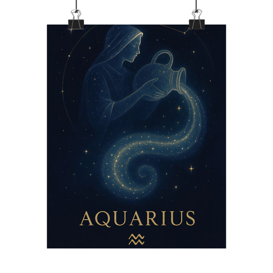 Aquarius Zodiac Constellation Matte Poster – Celestial Water Bearer Astrology Wall Art Print (Multiple Sizes)