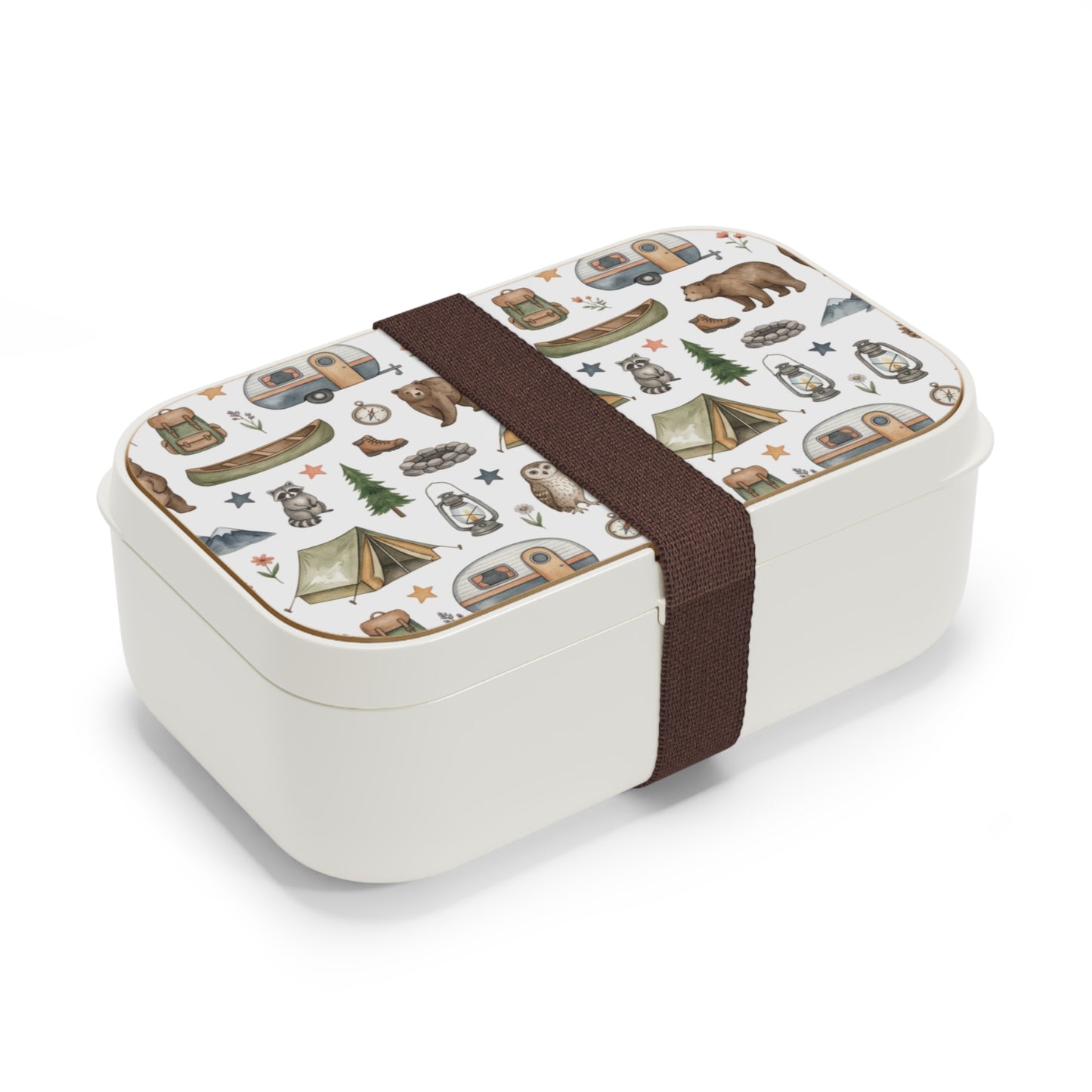 Camping Pattern Bento Lunch Box — Cute Outdoor Adventure Design