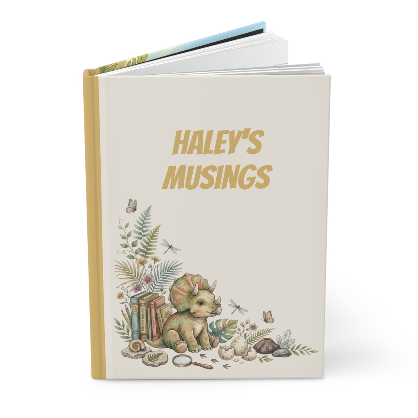 Hardcover Journal — Personalized "Haley's Musings" Nature & Dinosaur Keepsake