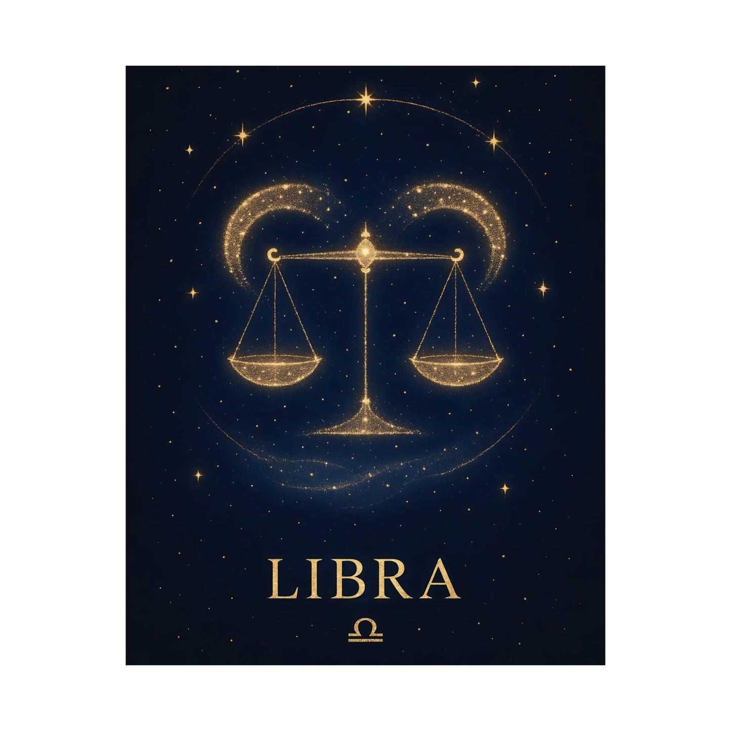 Libra Zodiac Constellation Matte Poster – Golden Scales Astrology Wall Art Print (Multiple Sizes)