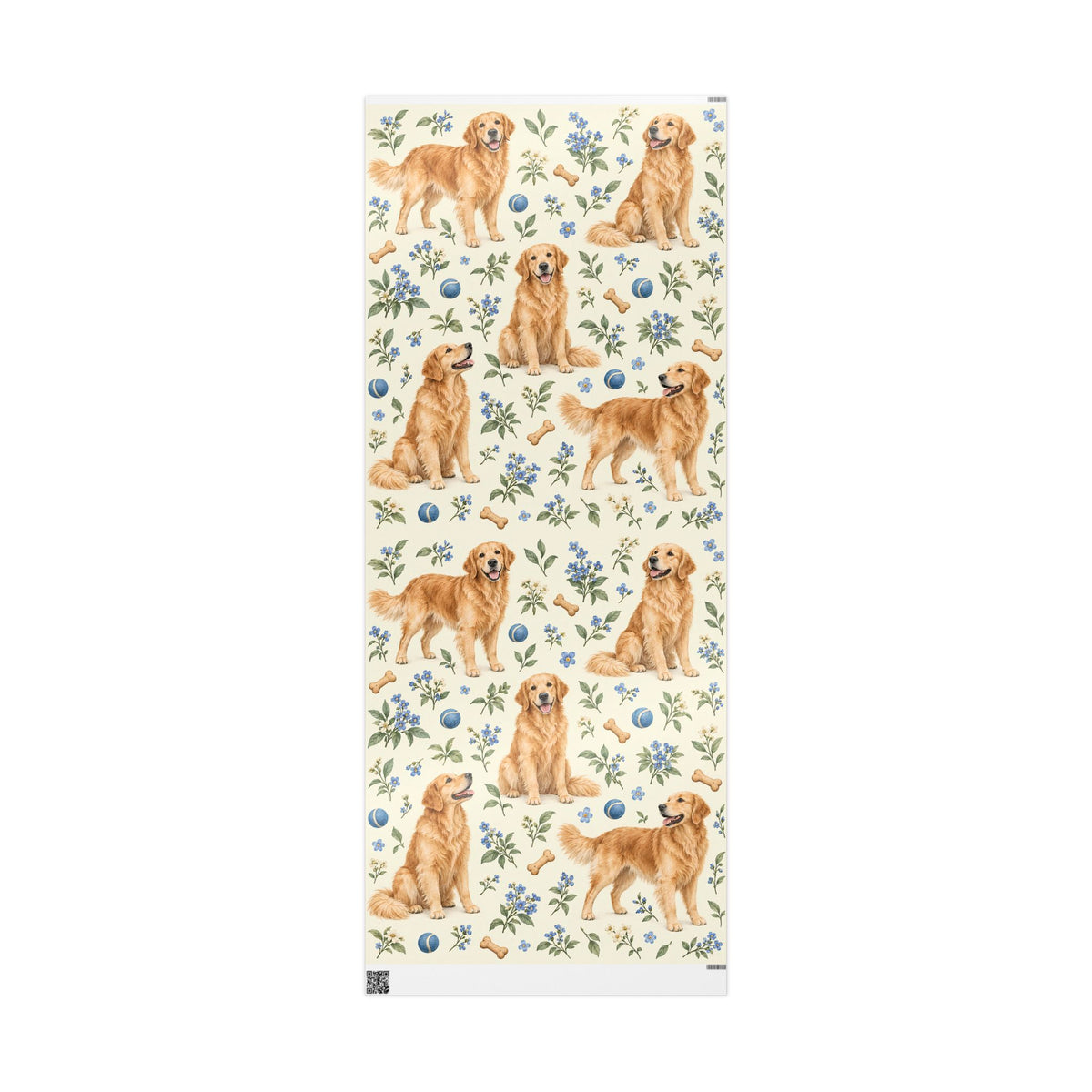 Dog Floral Wrapping Paper — Golden Retriever Gift Wrap (Floral Pattern)