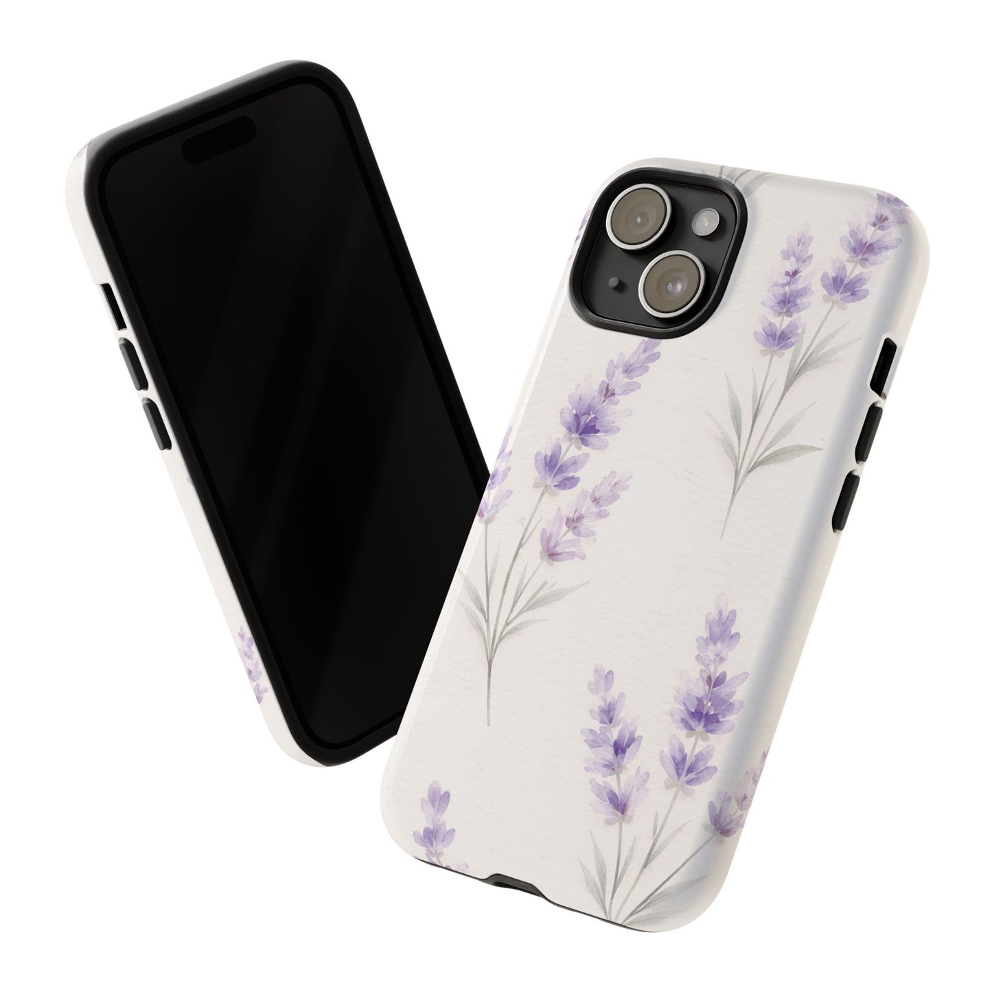 Lavender Floral Phone Case — Protective Tough Case with Purple Botanical Print