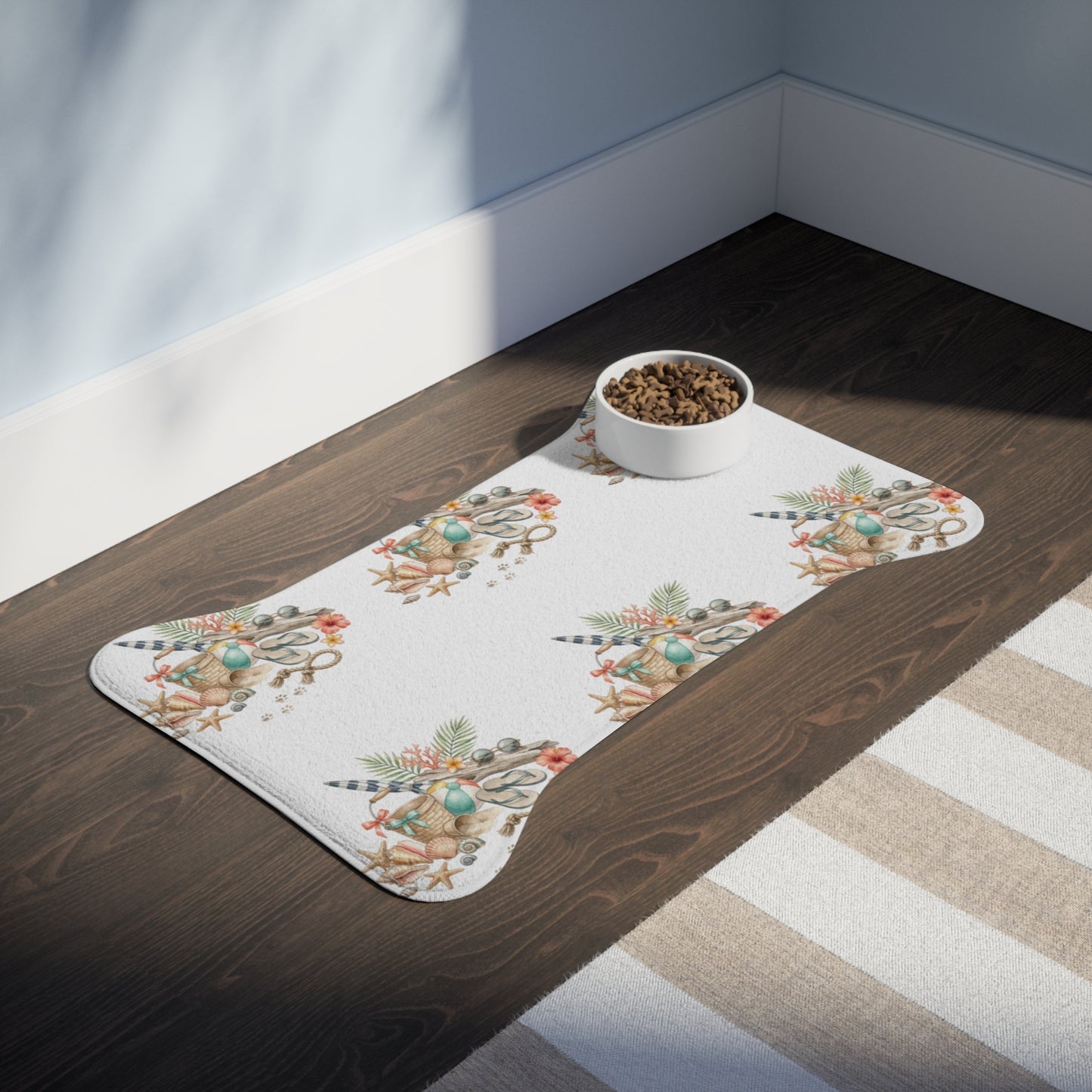Coastal Seashell Pet Feeding Mat — Beachy Paw Placemat for Dogs & Cats