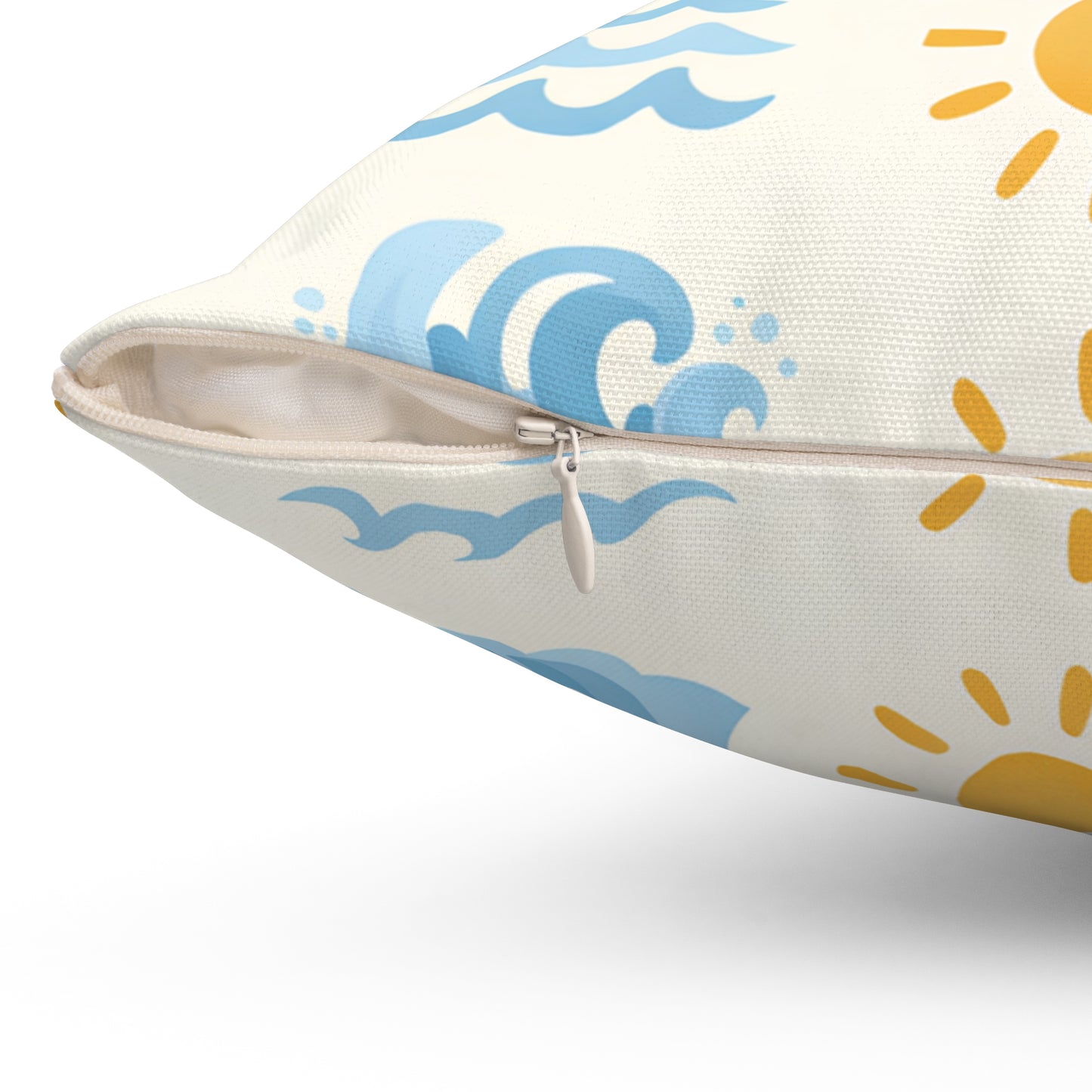 Sun & Waves Beach Pattern Square Pillow