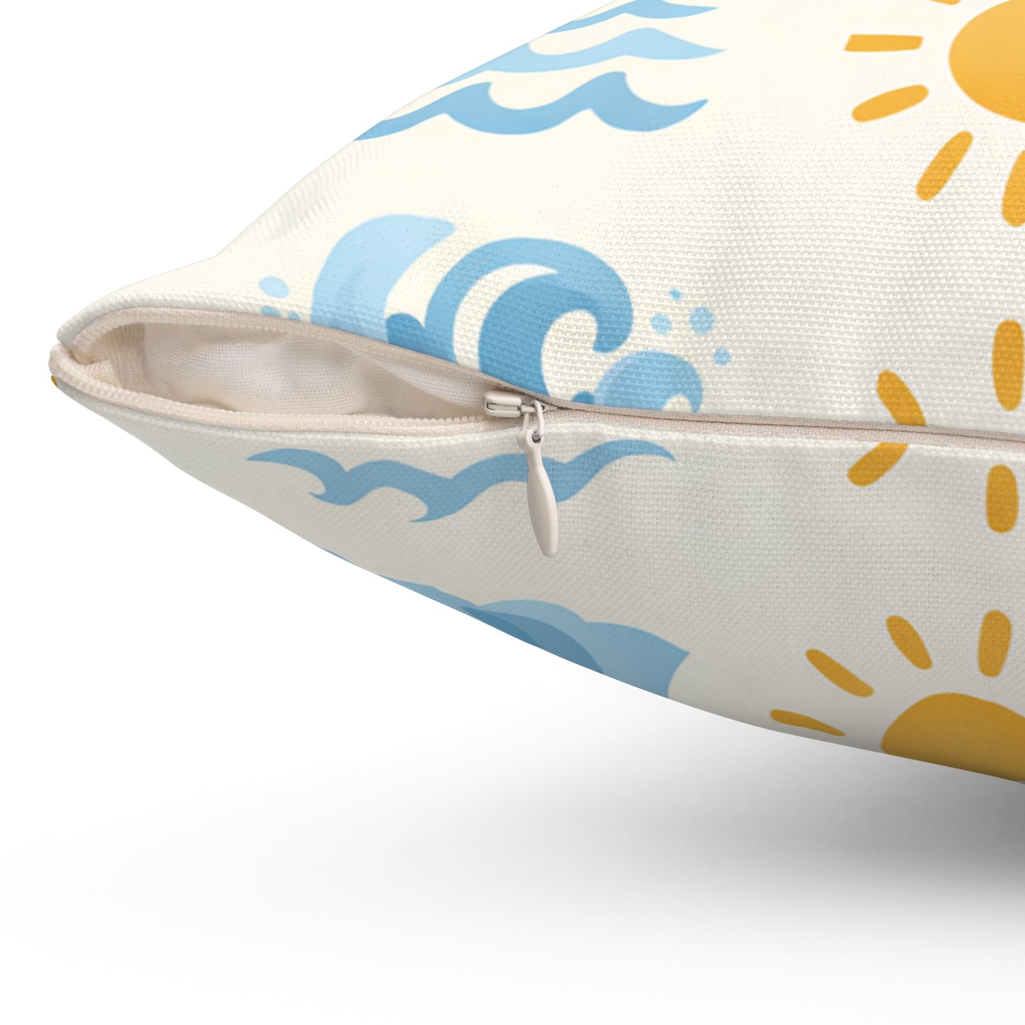 Sun & Waves Beach Pattern Square Pillow