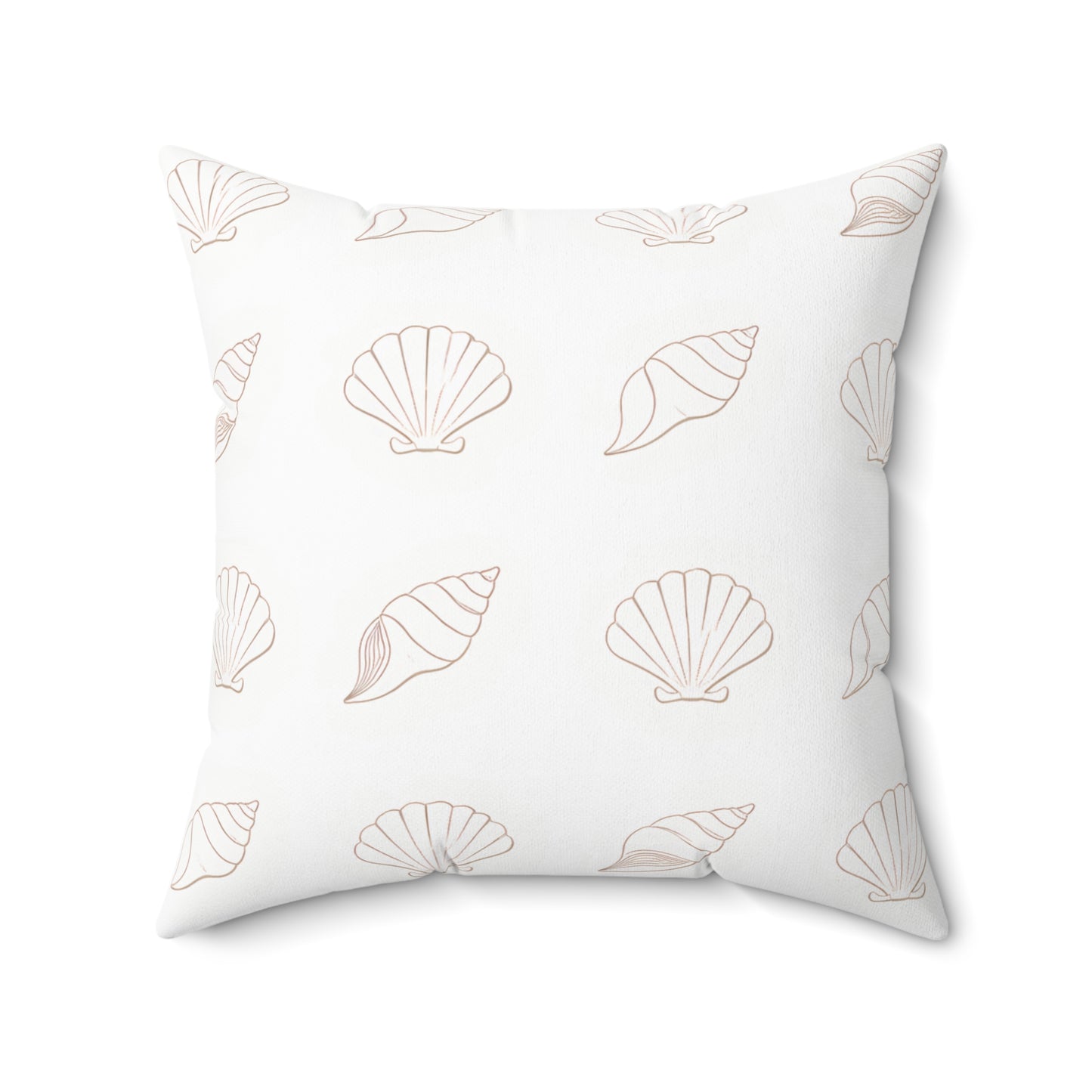 Coastal Seashell Pattern Square Throw Pillow — Soft Pastel Beach Decor