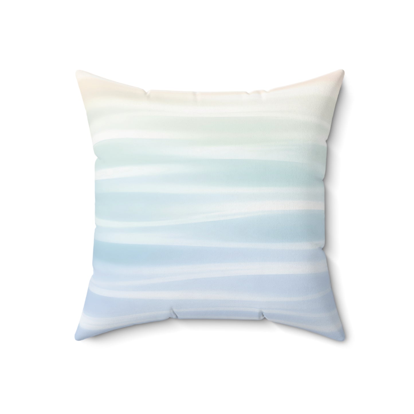 Coastal Watercolor Stripe Pillow — Soft Blue Ombre Decorative Throw Pillow
