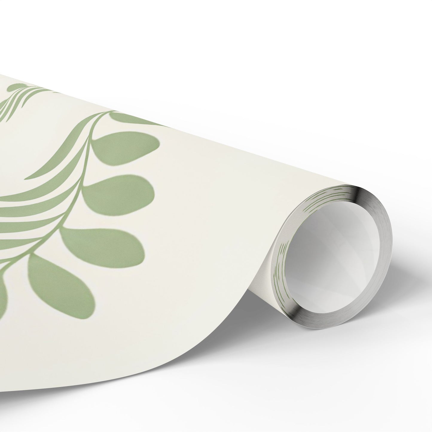 Botanical Leaf Pattern Wrapping Paper Roll — Green Foliage Gift Wrap
