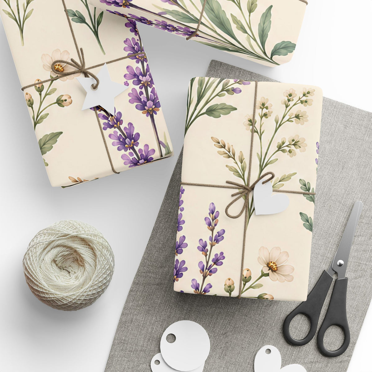 Lavender & Daisy Floral Wrapping Paper Roll — Botanical Gift Wrap for Birthdays, Weddings & Spring Celebrations