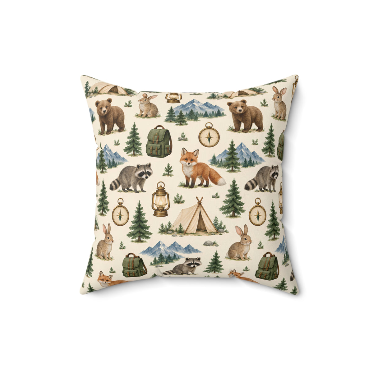 Camping Adventure Outdoor Wilderness Square Pillow
