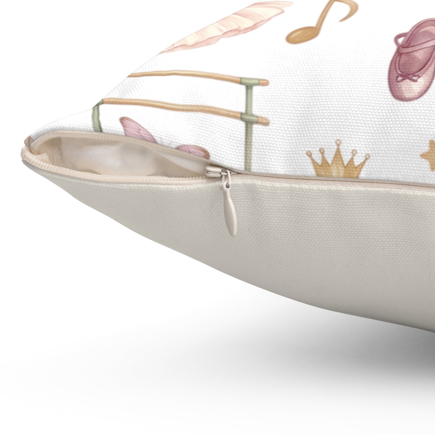 Ballet Dancer Pattern Square Throw Pillow — Pink Tutu, Ballet Shoes & Swan Decorative Cushion
