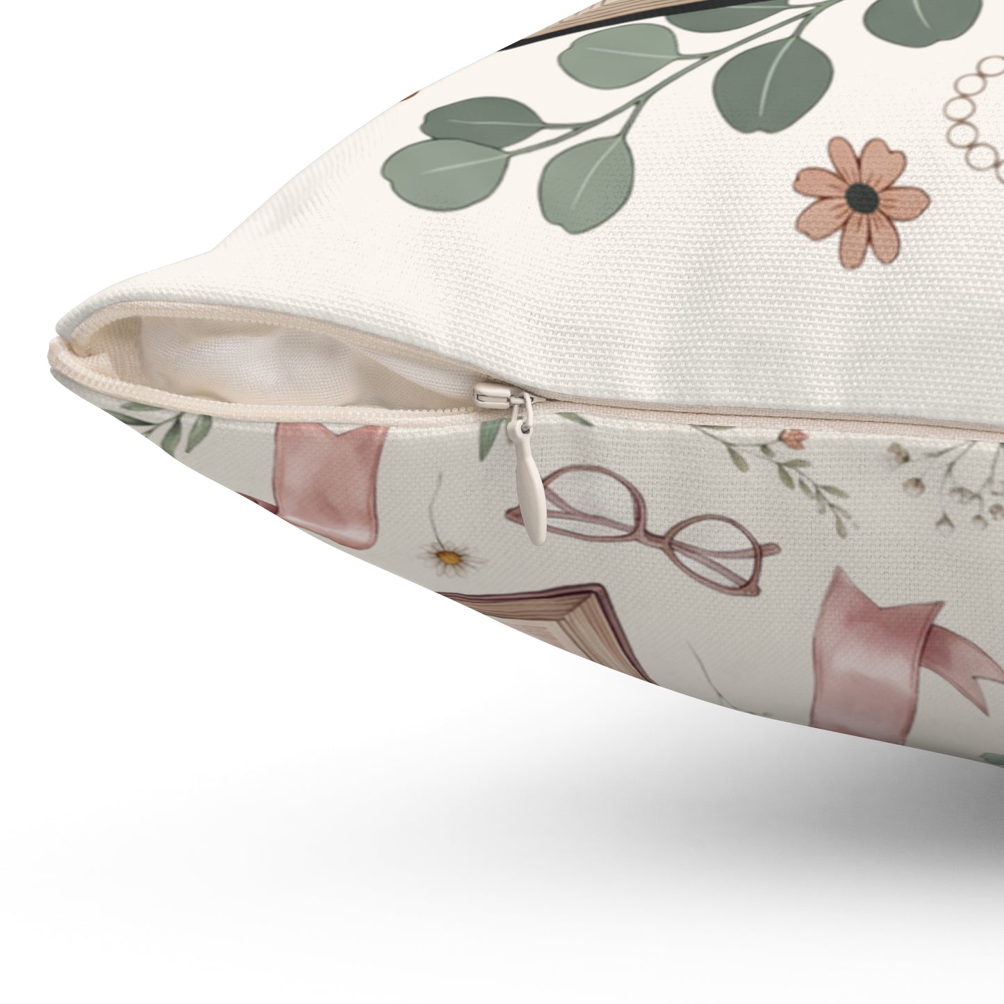 Cozy Reading Pillow — Open Book & Tea Square Throw Pillow