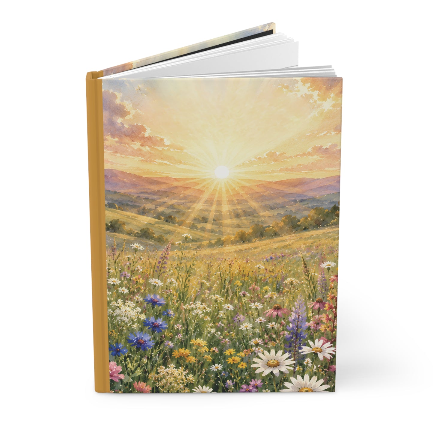 Sunrise Wildflower Hardcover Journal — Floral Meadow Gratitude Notebook