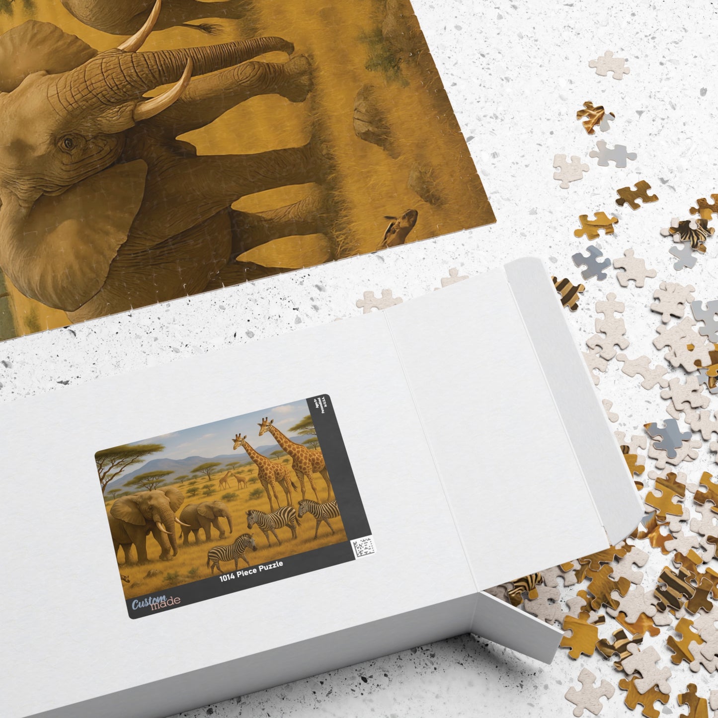 African Safari Wildlife Jigsaw Puzzle – Elephants, Giraffes & Zebras