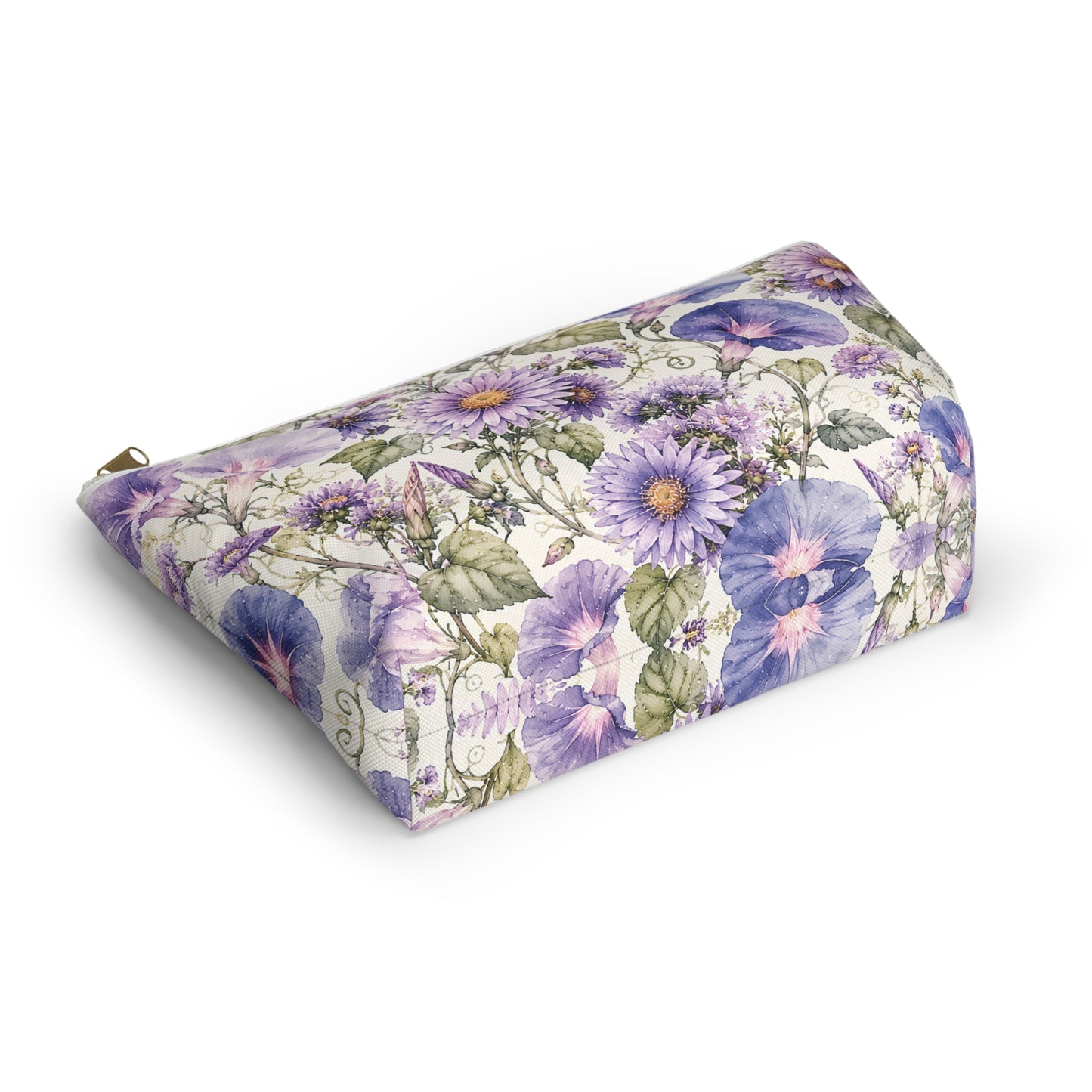 Floral Lavender Cosmetic Pouch — Purple Wildflower Accessory Bag