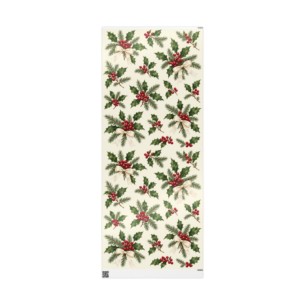 Christmas Pine & Holly Gift Wrapping Paper Roll