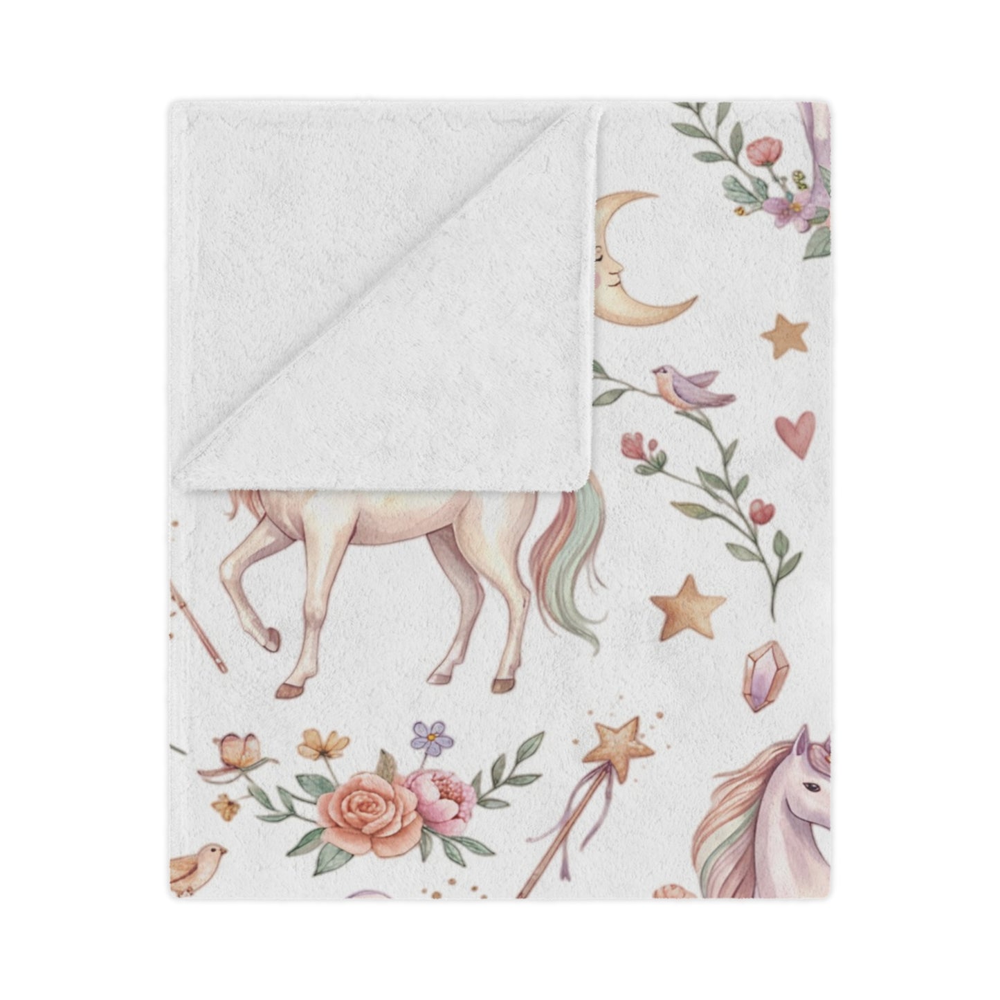 Unicorn Rainbow Minky Blanket – Soft Pastel Fantasy Throw for Kids & Nursery