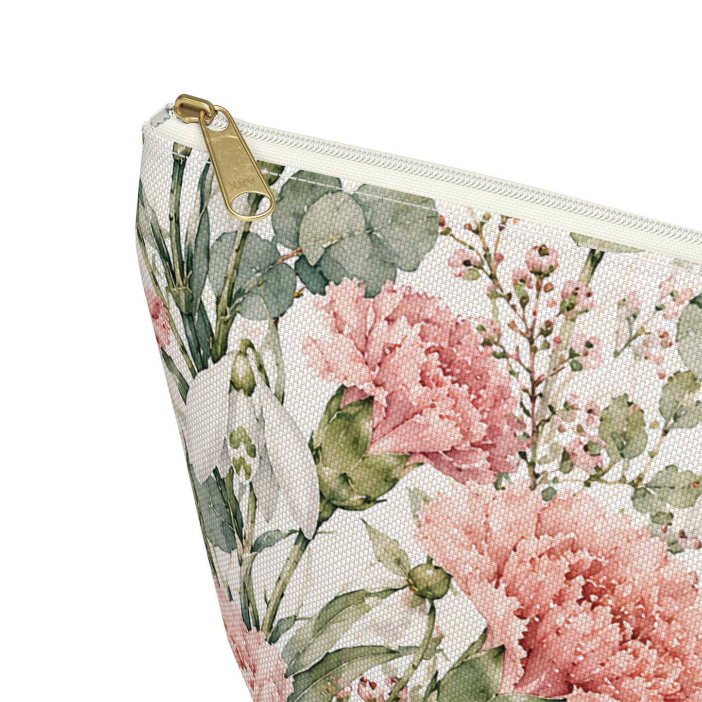 Floral Carnation Accessory Pouch – Watercolor Pink Garden Makeup Bag