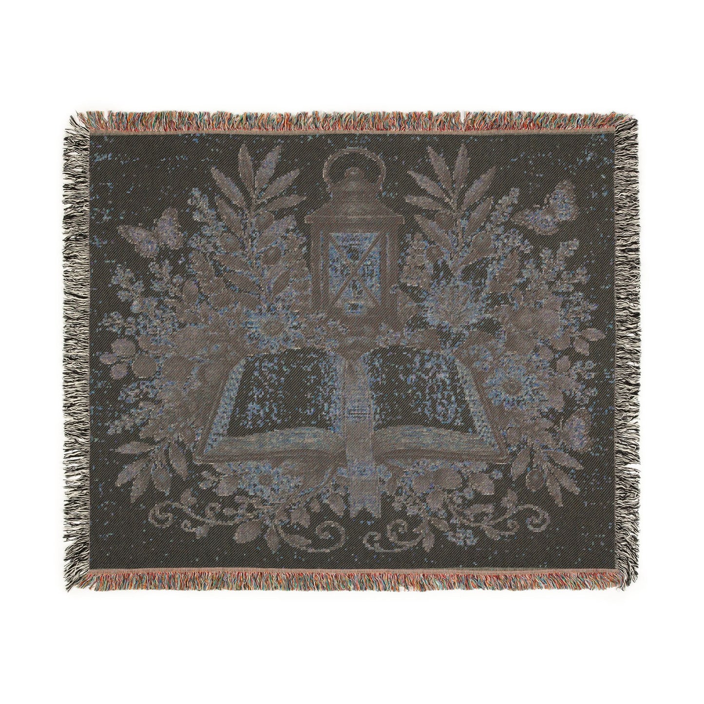 Woven Blanket — Vintage Bible & Lantern Tapestry Throw