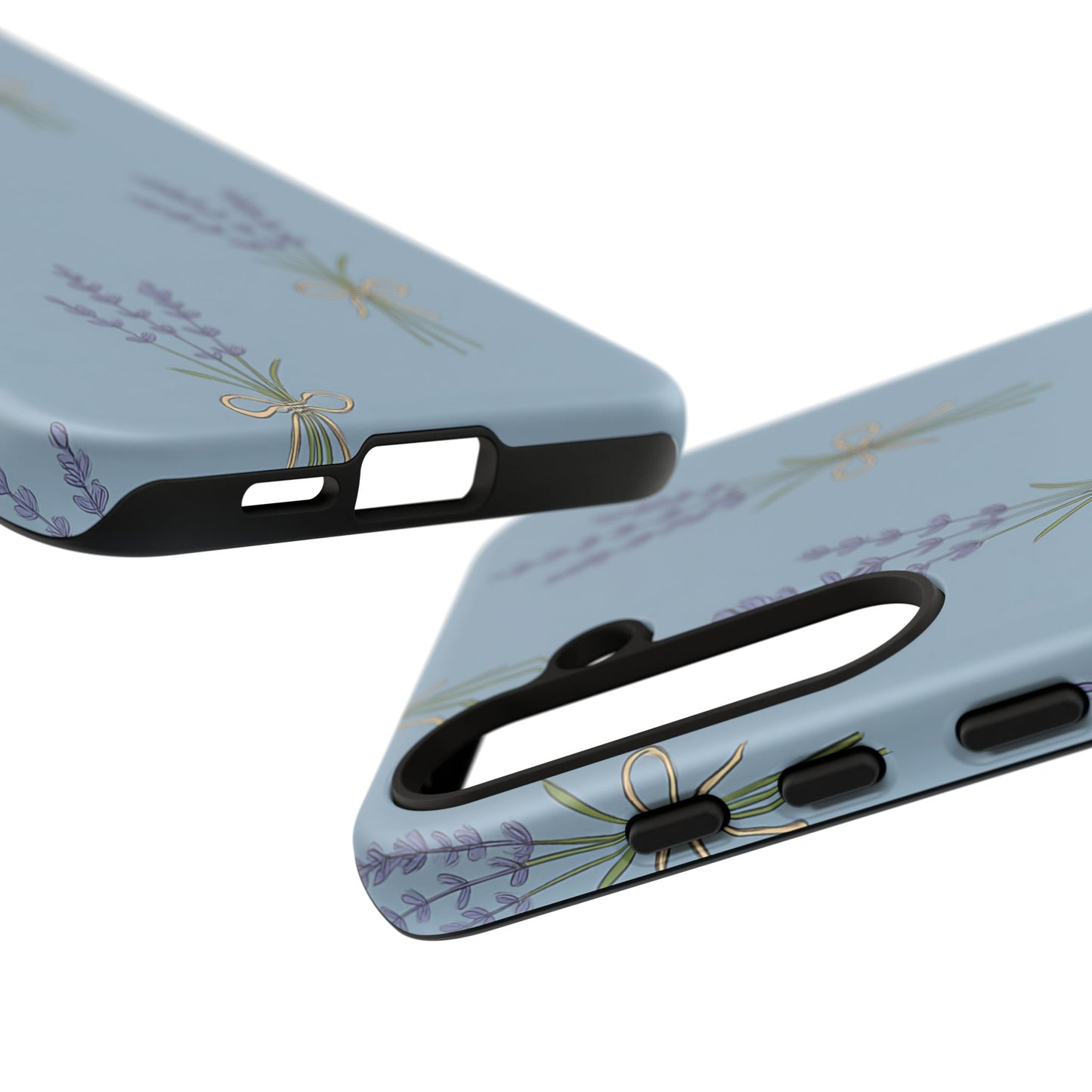 Lavender Bundle Phone Case – Blue Botanical Floral Print with 3D Wrap Design