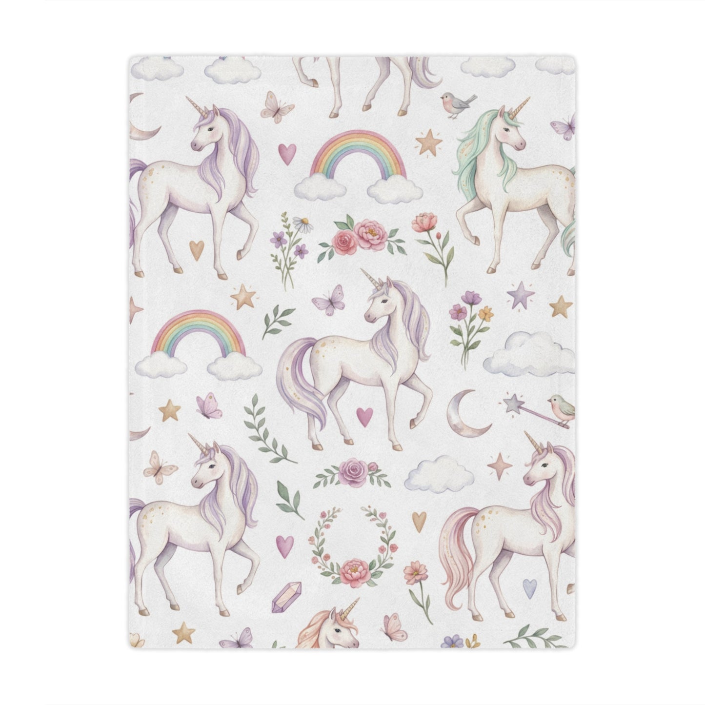 Unicorn Rainbow Minky Blanket – Soft Pastel Fantasy Throw for Kids & Nursery