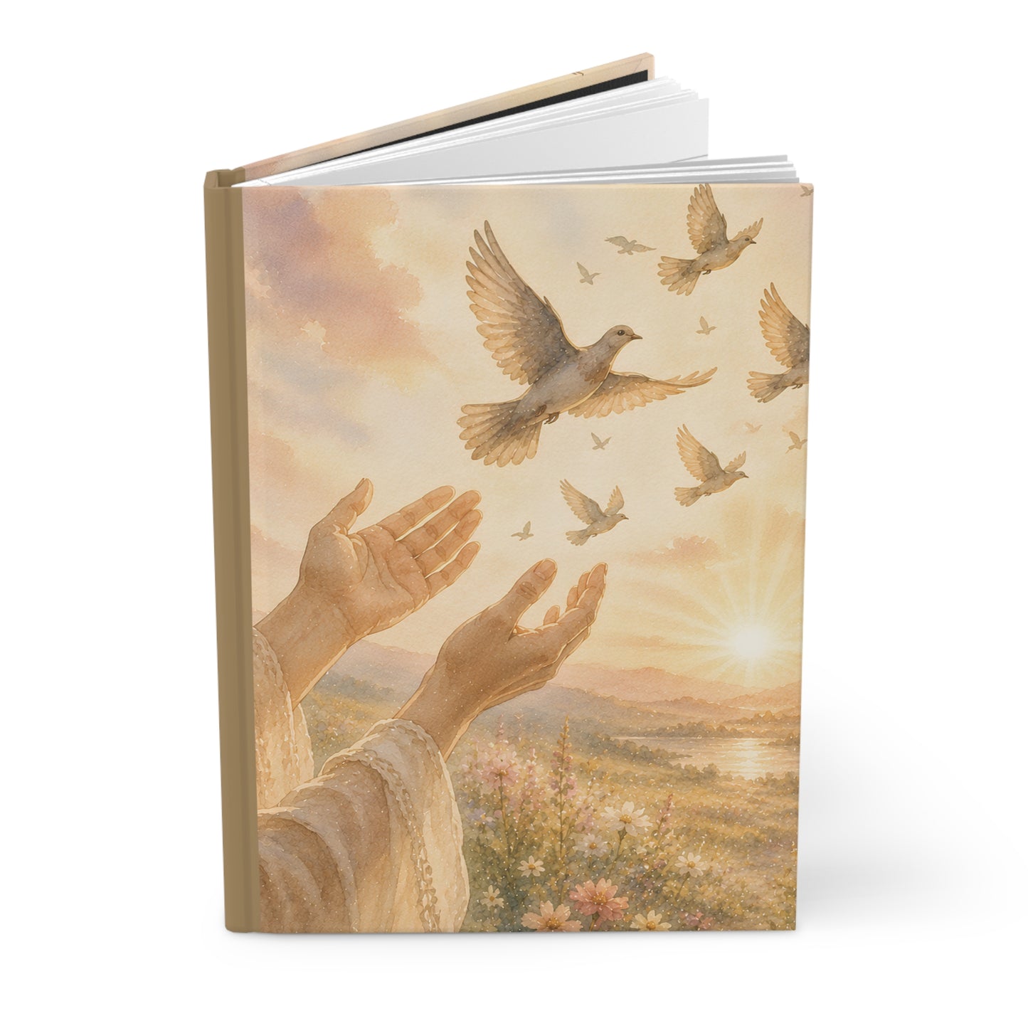 Hardcover Journal — Prayerful Sunrise with Doves Inspirational Journal