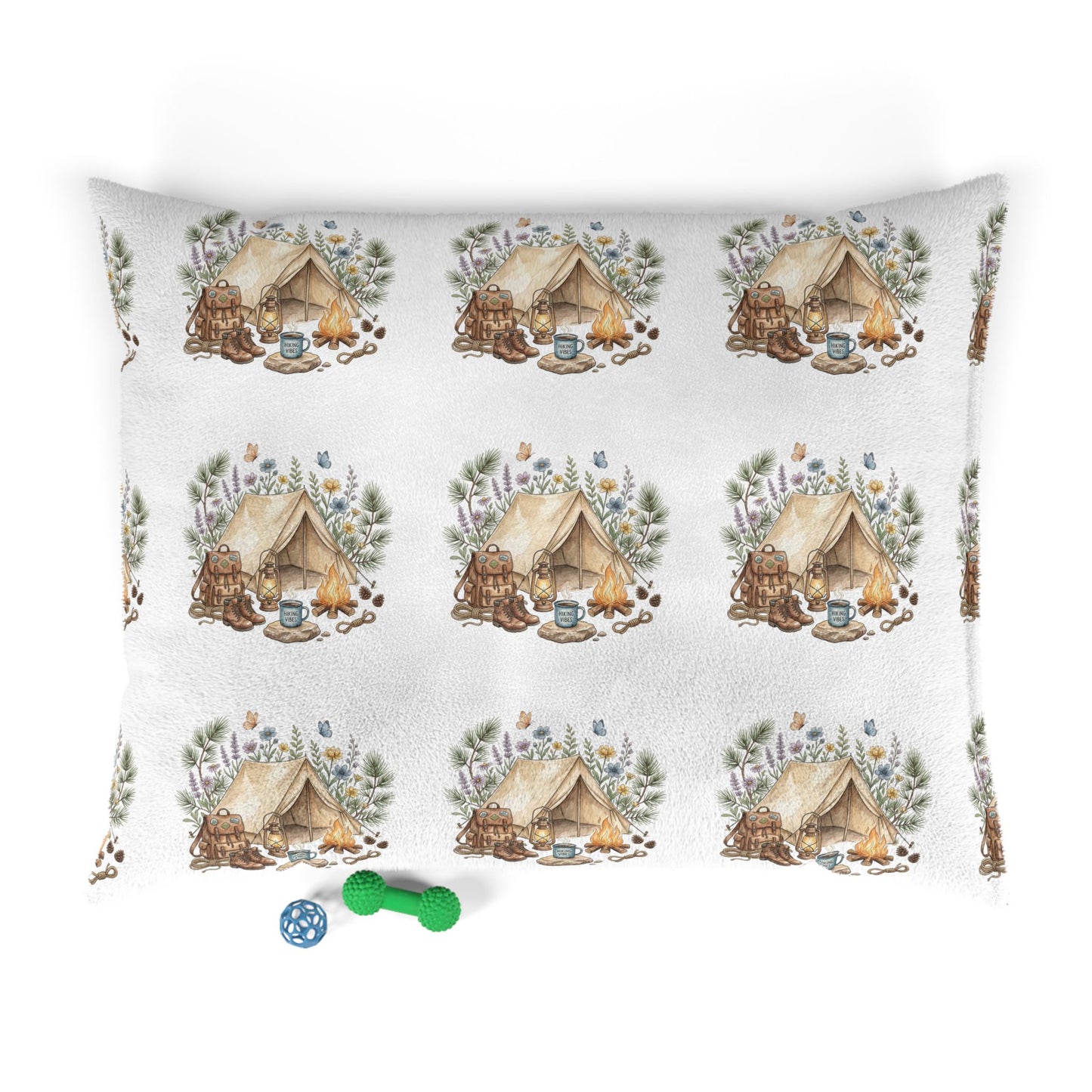 Camping Adventure Pet Bed – Outdoor Camping Pet Cushion – Rustic Woodland Pet Bed