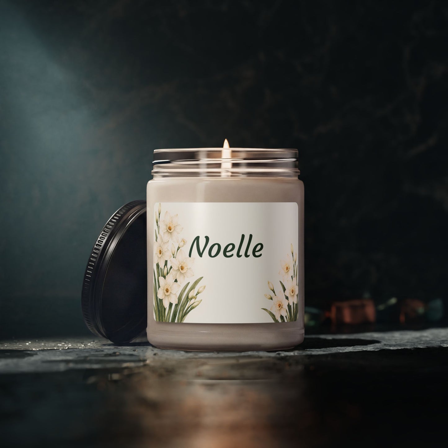 Personalized Floral Soy Candle — 'Noelle' Scented 9oz Jar