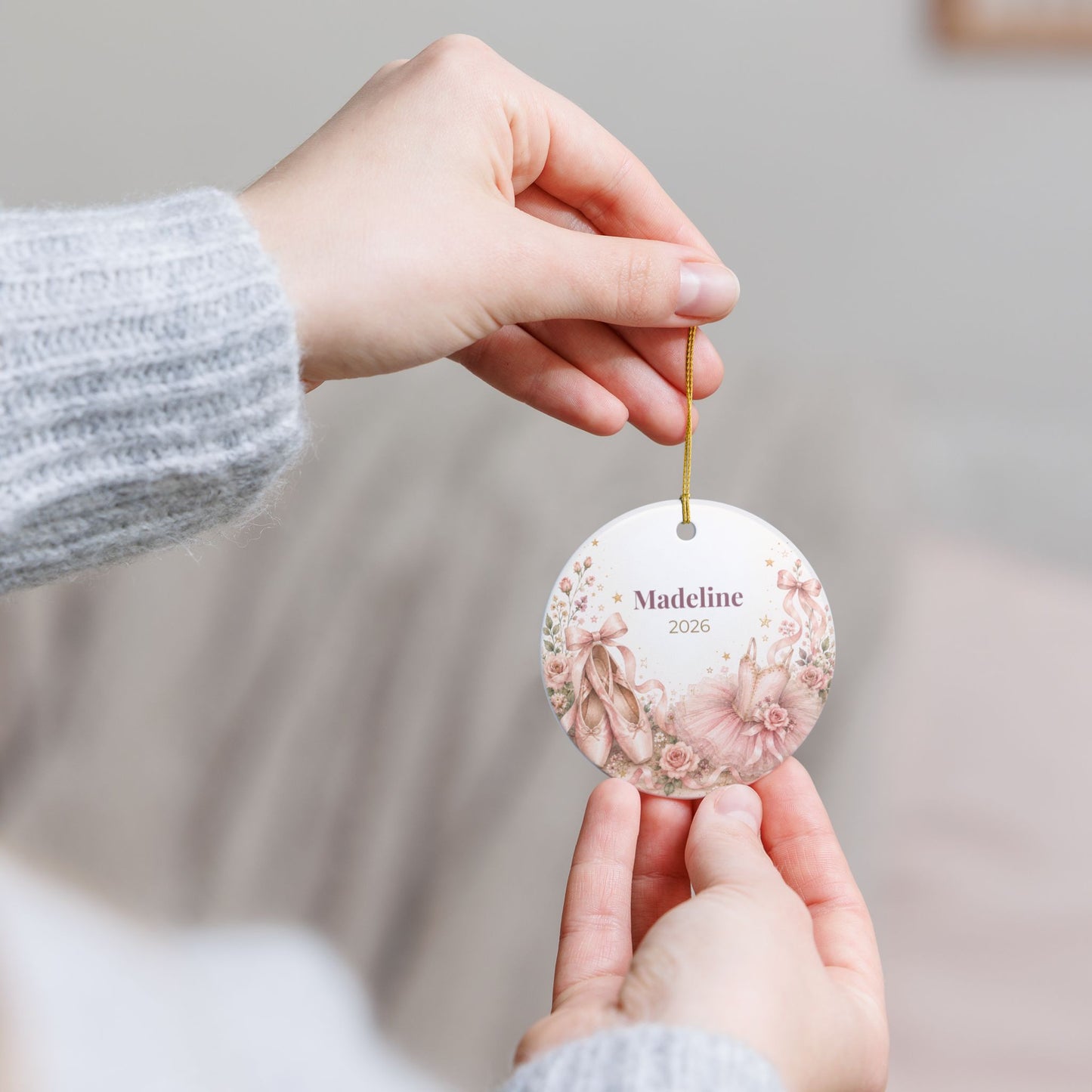 Personalized Ballet Ornament – Custom Name & Year Ceramic Decoration