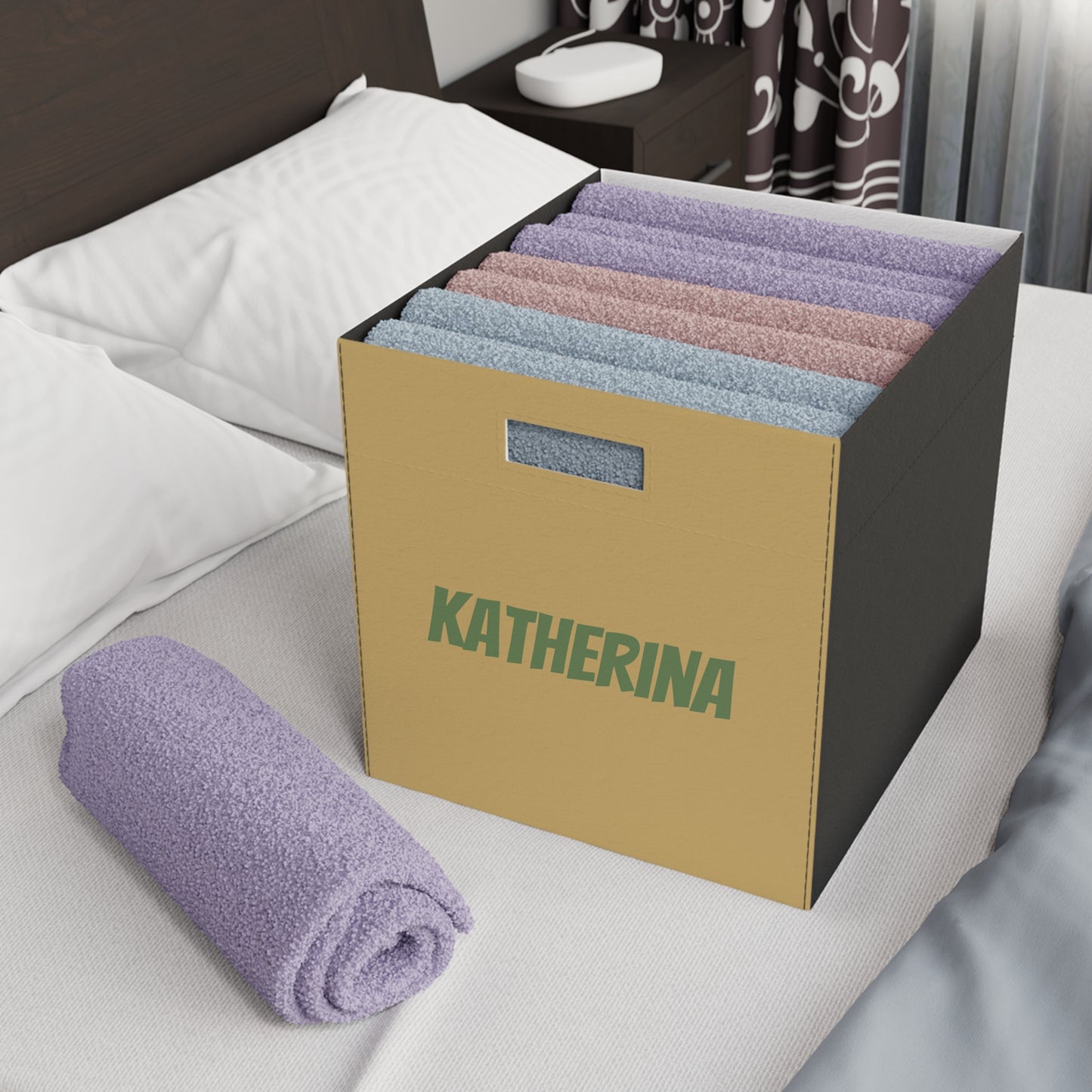 Personalized Felt Storage Box – Custom Name KATHERINA Organizer Bin