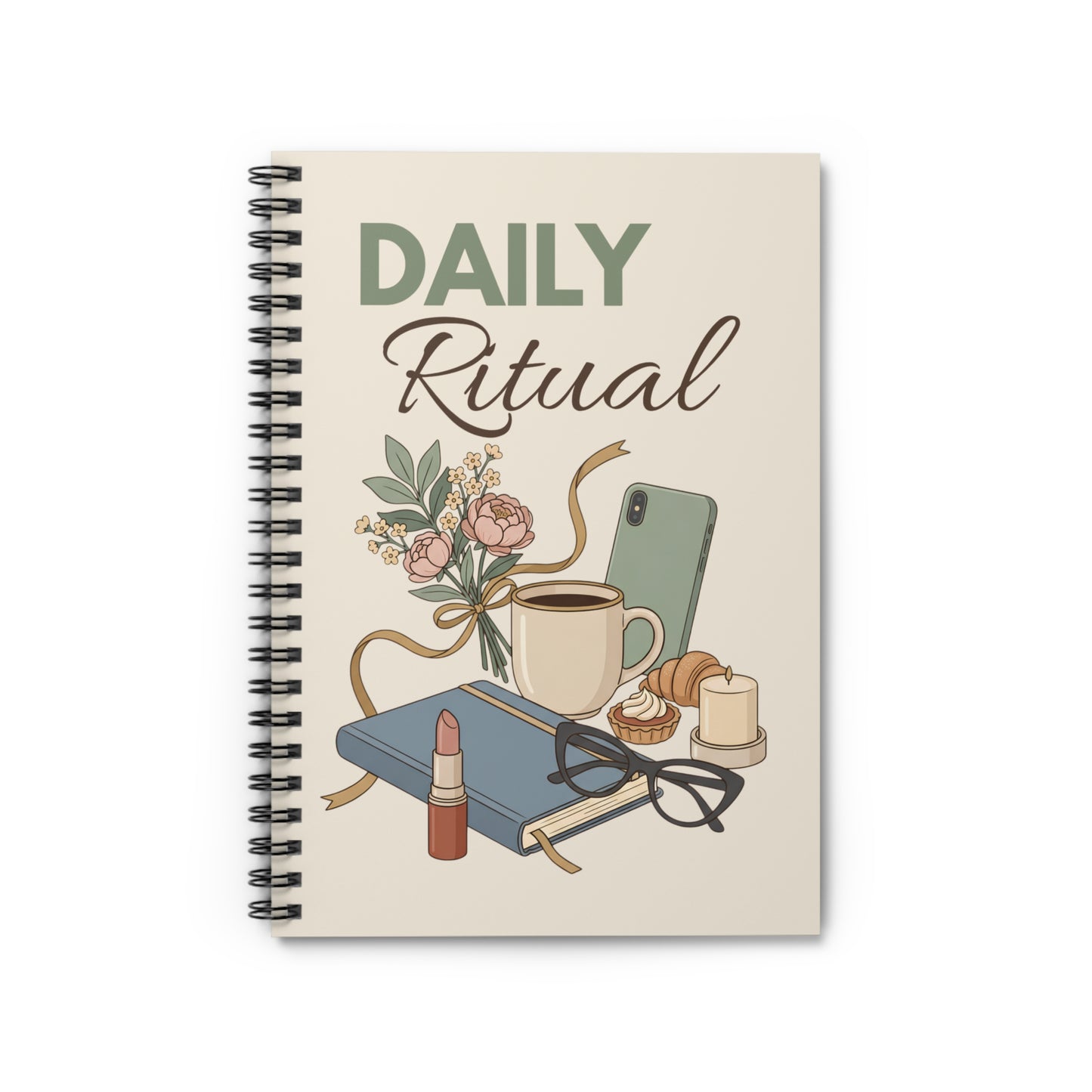 Daily Ritual Spiral Notebook — Cozy Morning Journal for Coffee, Self-Care & Planning