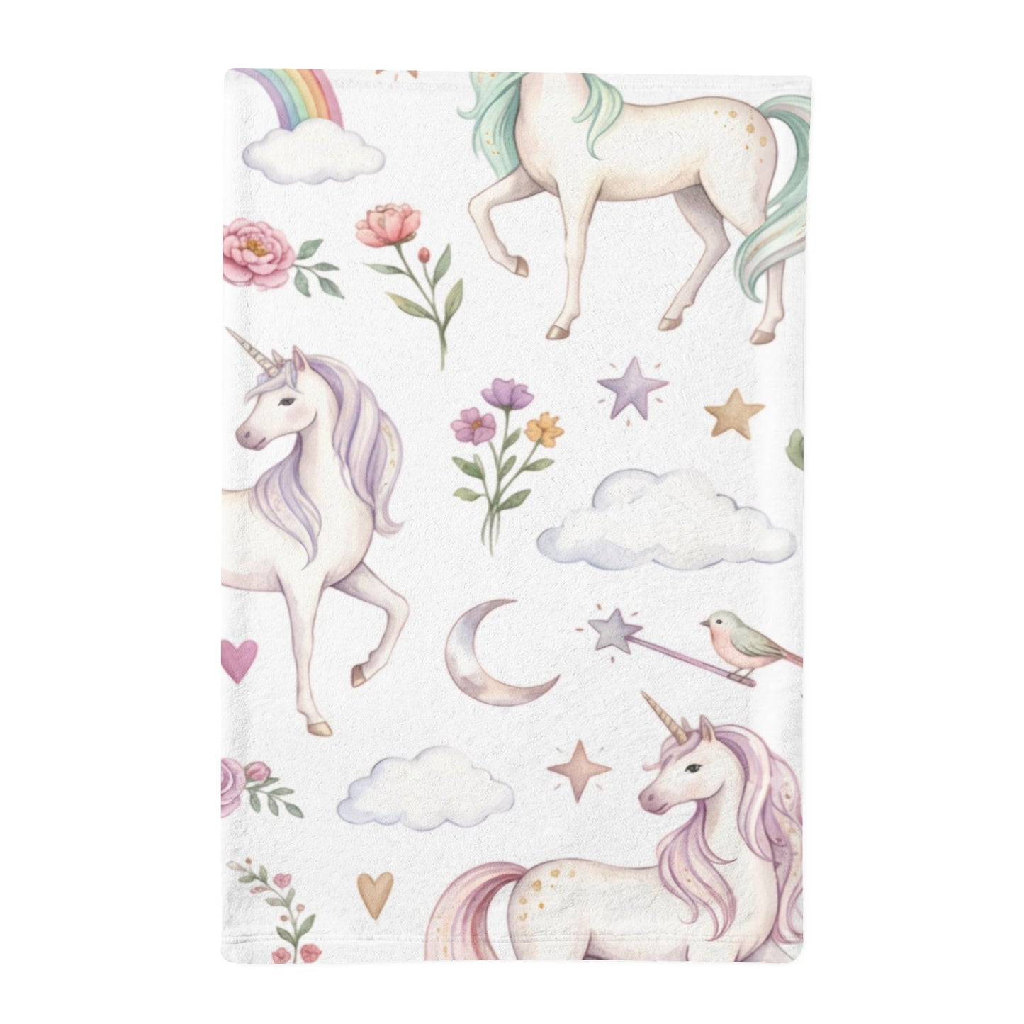 Unicorn Minky Sleeping Bag — Soft Plush Kids Nap Sack with Rainbows & Stars