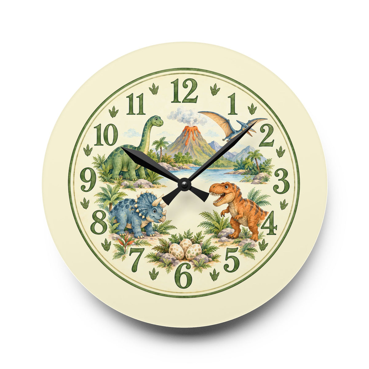 Dinosaur Nature Scene Acrylic Wall Clock