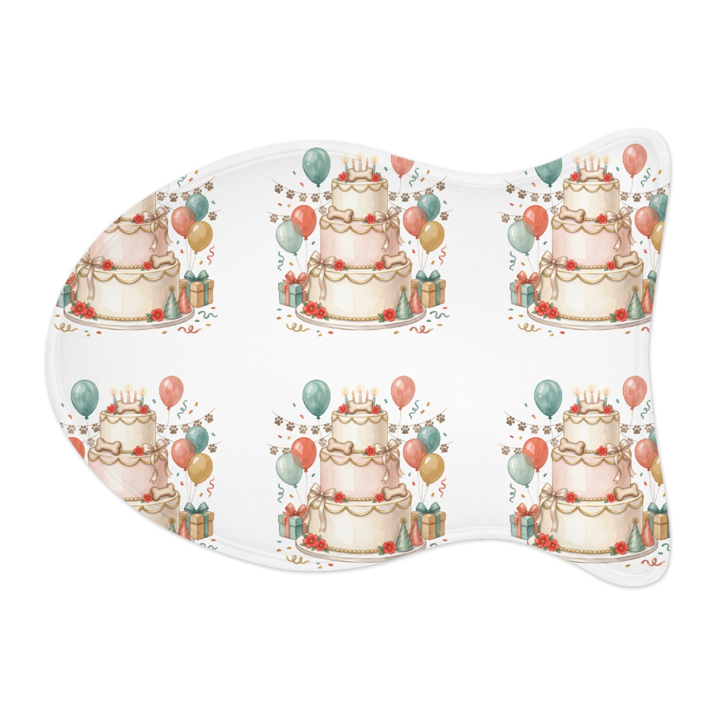Birthday Cake Pet Feeding Mat — Festive Non-Slip Placemat for Dogs