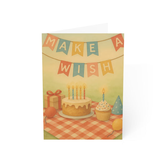 Make a Wish Birthday Greeting Card – Premium 270gsm Paper, Includes Envelope
