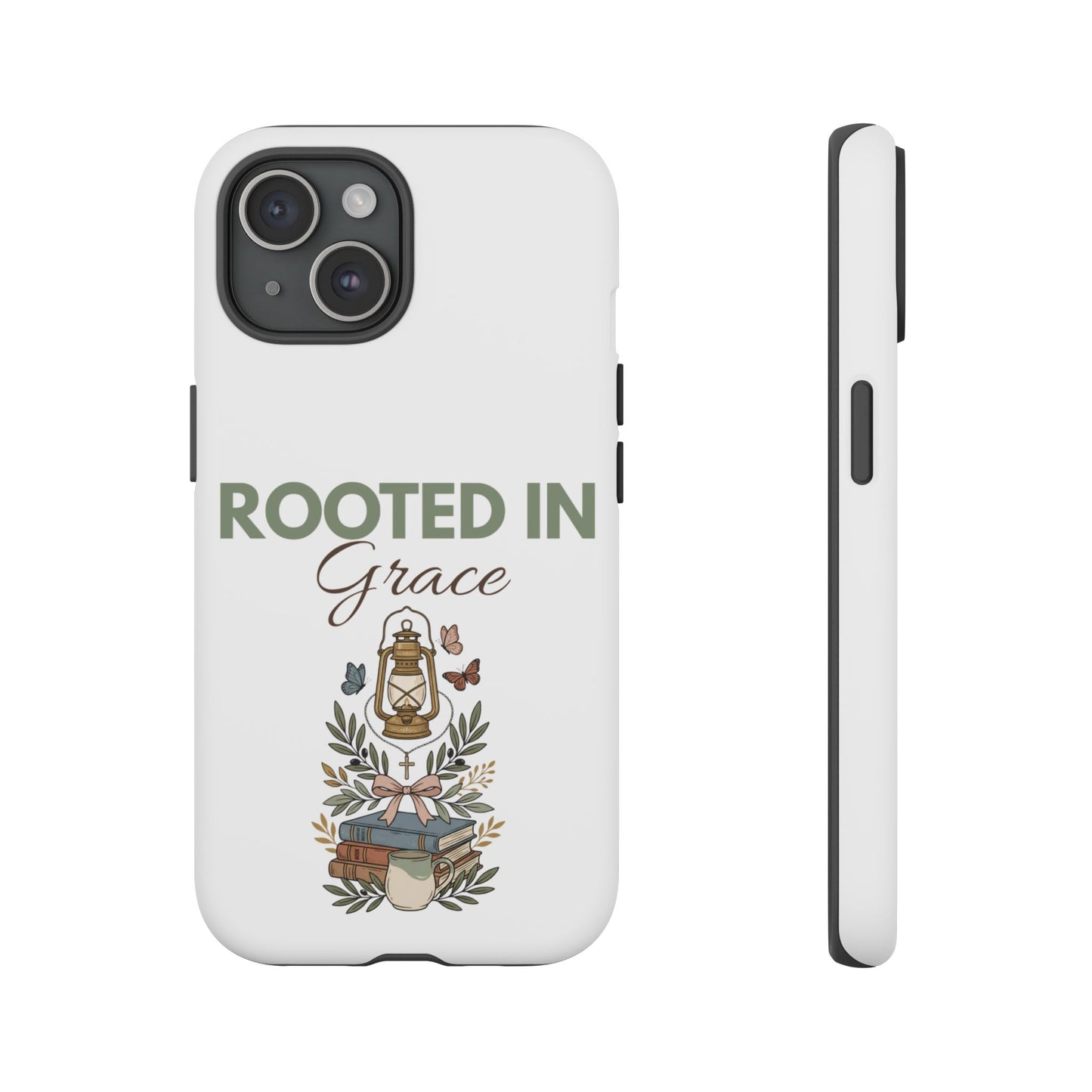Rooted in Grace Phone Case — Floral Lantern Christian Protective Cover