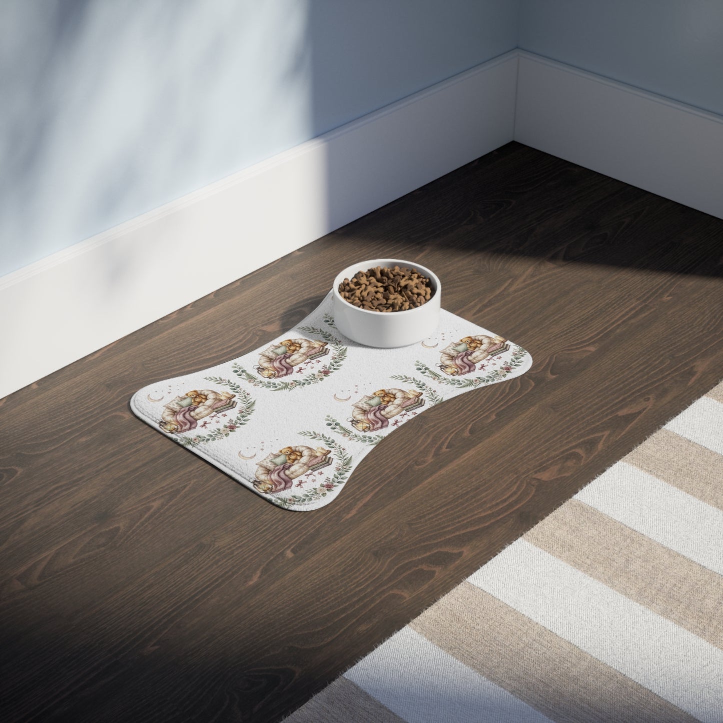 Watercolor Pet Feeding Mat — Cute Floral Placemat for Cats & Dogs