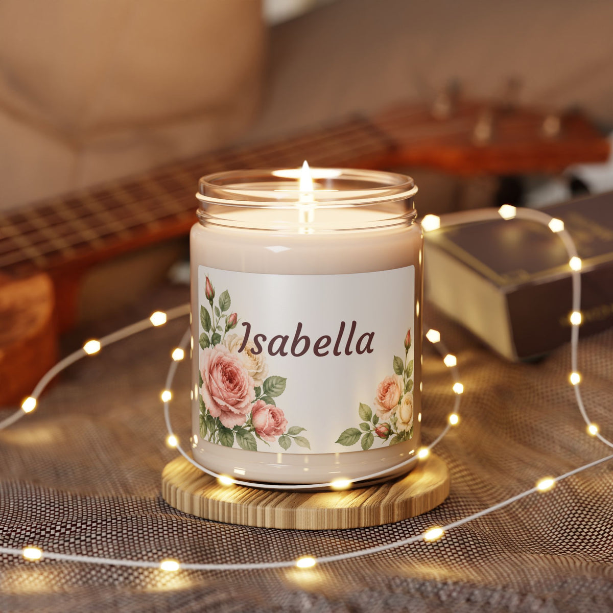 Personalized Floral Soy Candle — 'Isabella' Scented 9oz Jar