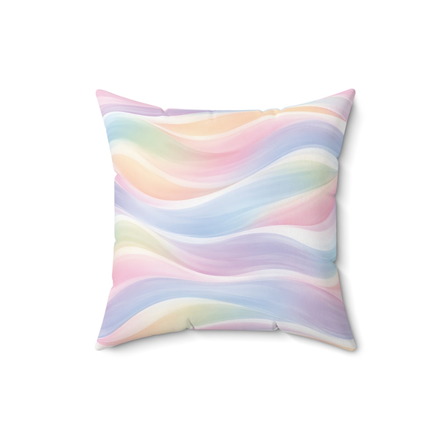 Pastel Wave Decorative Pillow – Soft Rainbow Abstract Square Throw Pillow