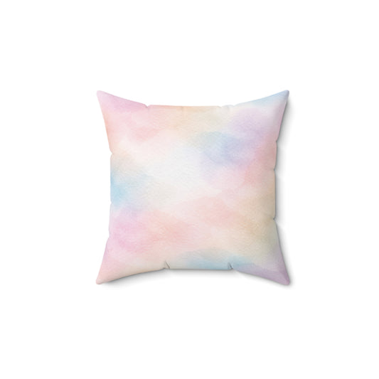 Pastel Watercolor Decorative Pillow — Soft Blush Square Throw Pillow